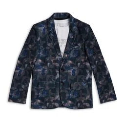 CAVIO Boys Printed Cotton Single-Breasted Blazer With T-Shirt-36