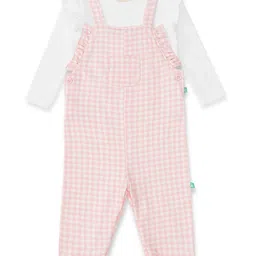 JusCubs Girls Checked Cotton Dungaree With T-Shirt-image-74