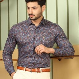 Melvin Jones Premium Slim Fit Floral Printed Pure Cotton Formal Shirt-image-96