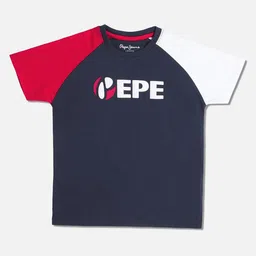 Pepe Jeans Boys Navy Blue & White Colourblocked T-shirt-image-90