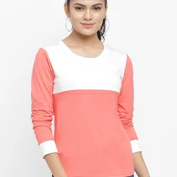 N-Gal Women Colourblocked Dry-Fit Cotton T-shirt-image-75