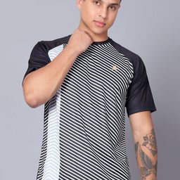 Trenz Striped Raglan Sleeves Moisture Wicking T-shirt-image-81