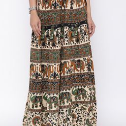SOUNDARYA Women Printed Cotton Casual Flared Skirt-image-11
