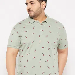 THE MILLION CLUB Men Plus Size Printed Polo Collar Cotton T-shirt-image-30