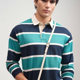 HIGHLANDER Men Striped Polo Collar T-shirt-picture-30