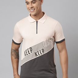 DIXCY SCOTT Typography Printed Polo Collar Cotton T-shirt-image-59