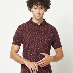 Crimsoune Club Geometric Printed Polo Collar T-shirt-image-13