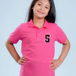 NUSYL Girls Typography Printed Polo Collar T-shirt-picture-3