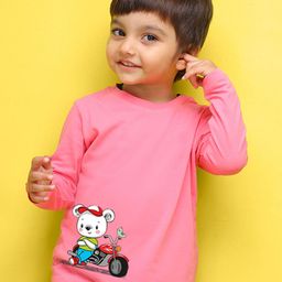 NUSYL Kids Pink Printed Polo Collar T-shirt-image-80