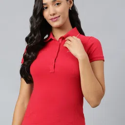 Woods Women Red Polo Collar T-shirt-picture-19