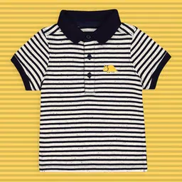 mothercare Boys Blue & White Striped Polo Collar T-shirt-picture-48