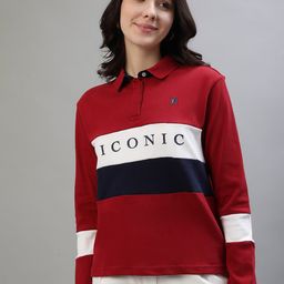 Iconic Colourblocked Polo Collar Relaxed Fit Pure Cotton T-shirt-image-2