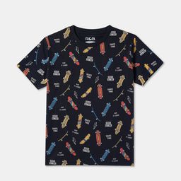 R&B Boys Conversational Printed Polo Collar Cotton T-shirt-picture-47