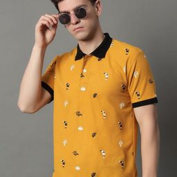 GET GOLF Men Printed Mandarin Collar T-shirt-image-53