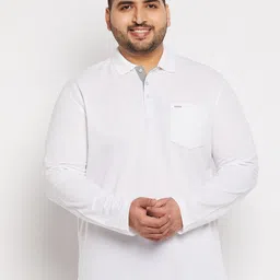 Adobe Men Plus Size Cotton Solid Polo Collar T-shirt-image-28