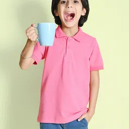 NUSYL Boys Pink Polo Collar T-shirt-image-43