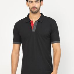 Kalt Colourblocked Polo Collar Regular Fit T-shirt-image-58