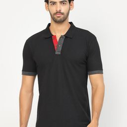 Kalt Colourblocked Polo Collar Regular Fit T-shirt-image-57
