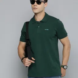 R.Code by The Roadster Life Co. Men Solid Polo Collar Cotton T-shirt-image-24