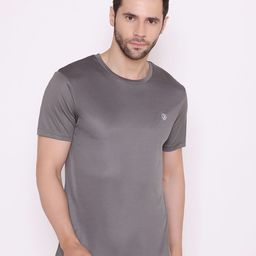 BODYACTIVE Men Grey Solid T-shirt-image-57