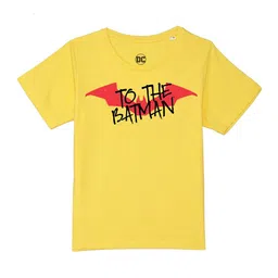 DC by Wear Your Mind Boys Yellow Batman Printed Pure Cotton T-shirt-image-84