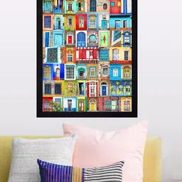 Gallery99 Black & Blue Texture Paper Framed Wall Art-picture-2