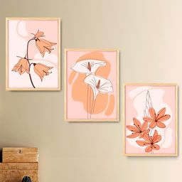 SAF 3-Pcs Peach-Coloured & Pink Modern Painting Framed Wall Art-22
