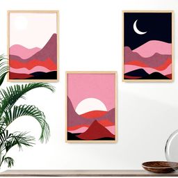 SAF White & Pink 3 Pieces Modern Painting Framed Wall Art-image-61