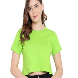 DEEPMAYRA COLLECTION Women Solid Round Neck Cotton T-shirt-image-32