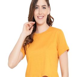 DEEPMAYRA COLLECTION Women Solid Round Neck Cotton T-shirt-image-36