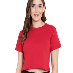 DEEPMAYRA COLLECTION Women Solid Round Neck Cotton T-shirt-image-37