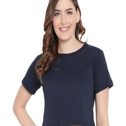 DEEPMAYRA COLLECTION Women Solid Round Neck Cotton T-shirt-image-34