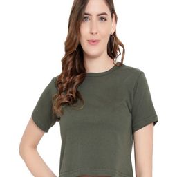 DEEPMAYRA COLLECTION Women Solid Round Neck Cotton T-shirt-image-35