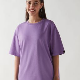 Bewakoof Heavy Duty Women Solid Round Neck Cotton Oversized T-shirt-image-8