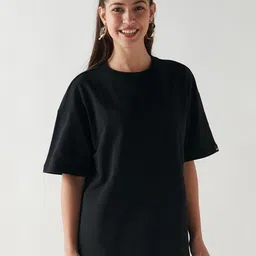 Bewakoof Heavy Duty Women Solid Round Neck Cotton Relaxed Fit T-shirt-picture-38