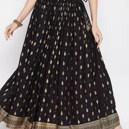 Clora Creation Ethnic Printed Flared Maxi Skirt-11