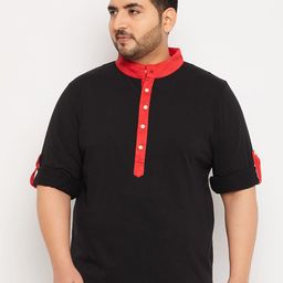 bigbanana Plus Size Band Collar Long Sleeves Bio Finish Pure Cotton T-shirt-12