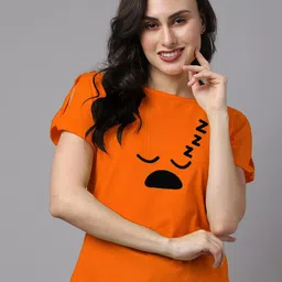 Friskers Orange Slit Sleeves Pure Cotton Top-picture-30