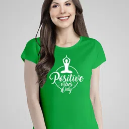 Pootlu Women Green Typography Printed Extended Sleeves T-shirt-picture-33