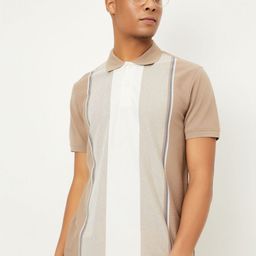 max Men Striped Polo Collar Cotton T-shirt-image-67