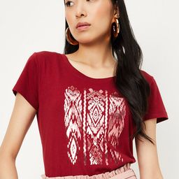 max Abstract Printed Pure Cotton Casual T-shirt-image-53
