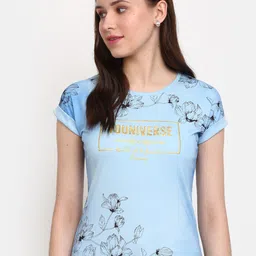 V-Mart Floral Printed Round Neck Cotton T-shirt-image-26