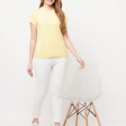 Crimsoune Club Women Yellow Slim Fit Outdoor T-shirt-image-65