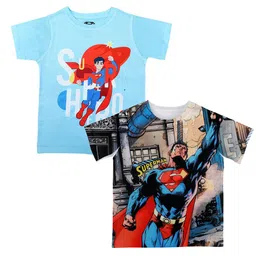 DC by Wear Your Mind Pack of 2 Boys Blue & Grey Superman Printed Cotton T-shirt-image-8