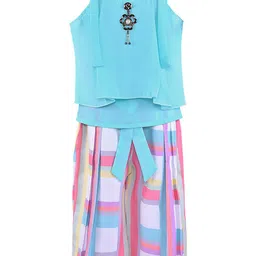Wish Karo Girls Blue & Pink Top with Capris-image-65