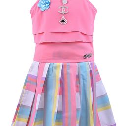 Wish Karo Girls Pink & Blue Top with Skirt-image-102