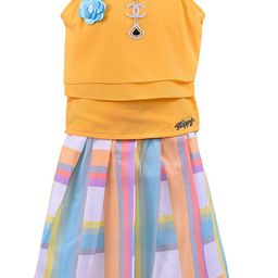 Wish Karo Girls Yellow & Blue Top with Skirt-image-49