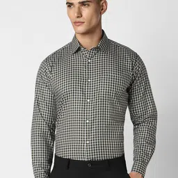 Van Heusen Regular Fit Micro Checks Opaque Cotton Formal Shirt-image-32