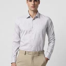 Van Heusen Micro Checked Spread Collar Pure Cotton Formal Shirt-image-5