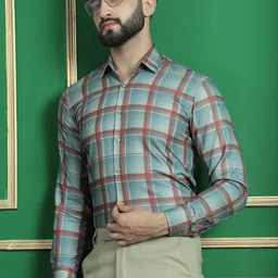 Indian Needle Classic Checked Formal Shirt-image-89